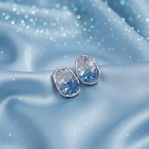 Sterling Silver Blue Ombre Crystal Stud Earrings